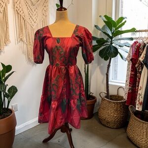 Maude Vivante Abstract puff Sleeve Dress Size Medium